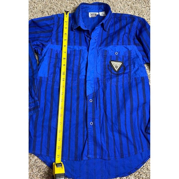 Boy's Medium 12/14 Retro Long Sleeve Blue Button Down Shirt Tomorrow Generation - Picture 6 of 15